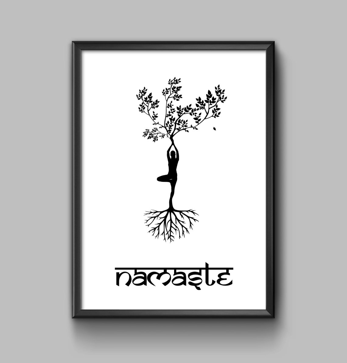 Namaste Yoga Tree Pose Silhouette Meditation Zen Spirit Poster