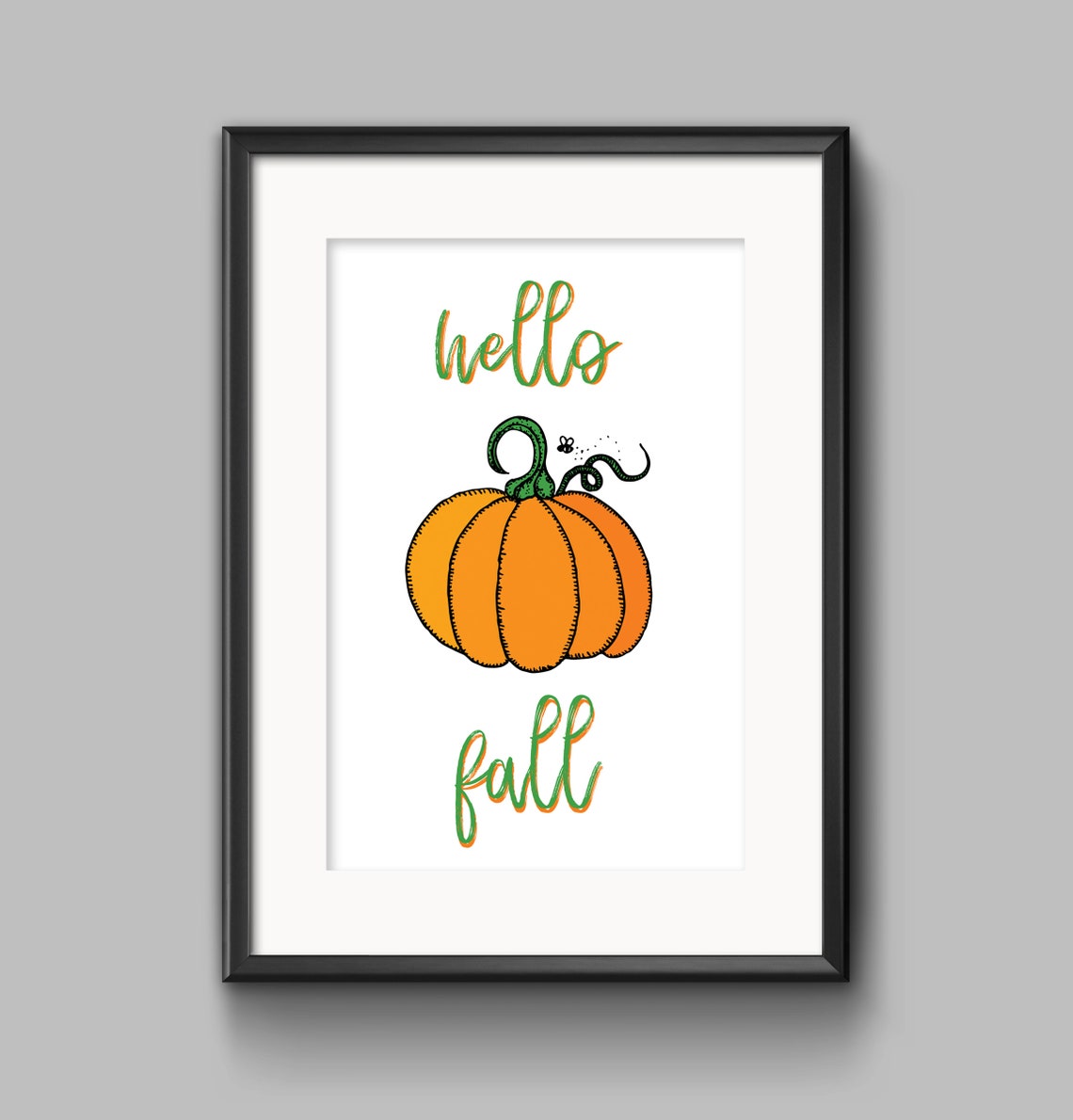 Hello Fall Pumpkin Hand Lettered Autumn Seasonal Poster Decor Gift - Image 2
