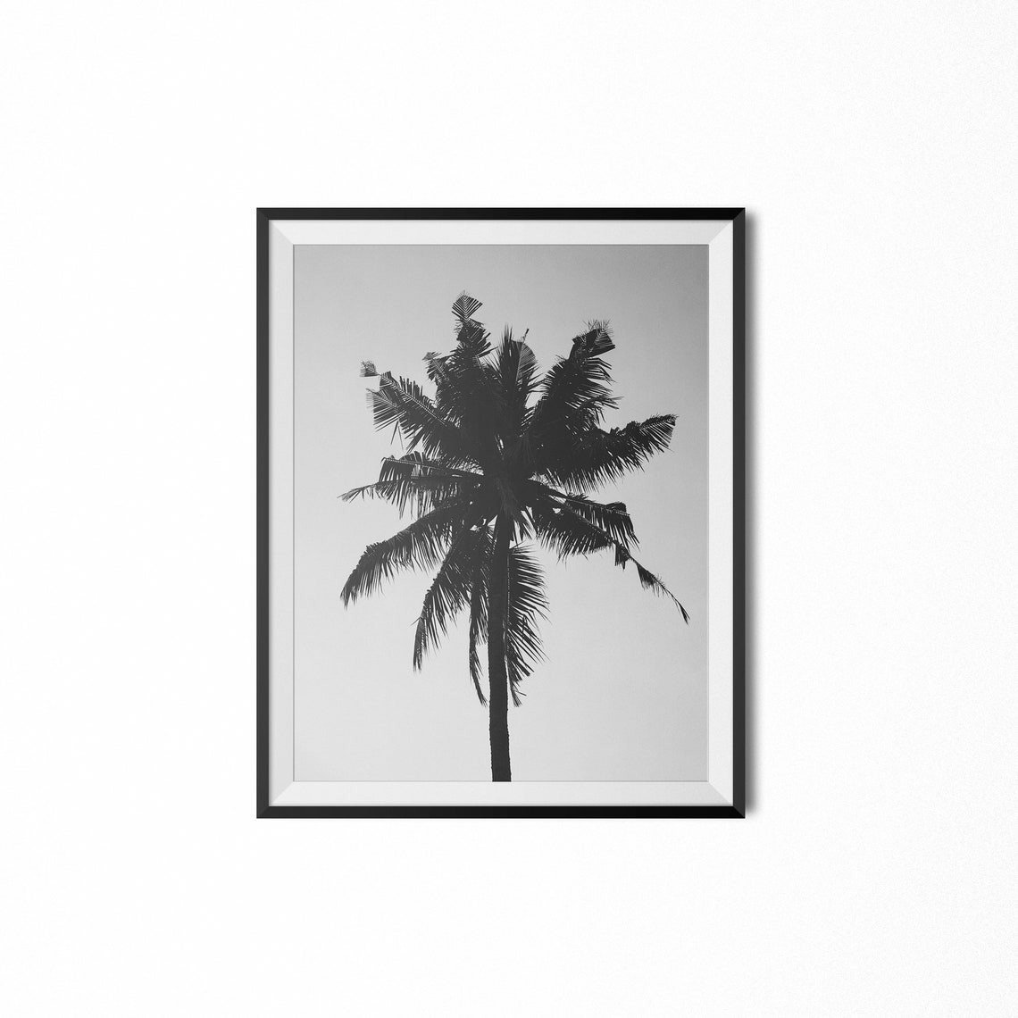 Palm Tree Silhouette Black White Minimalist Tropical Art Poster - Image 2