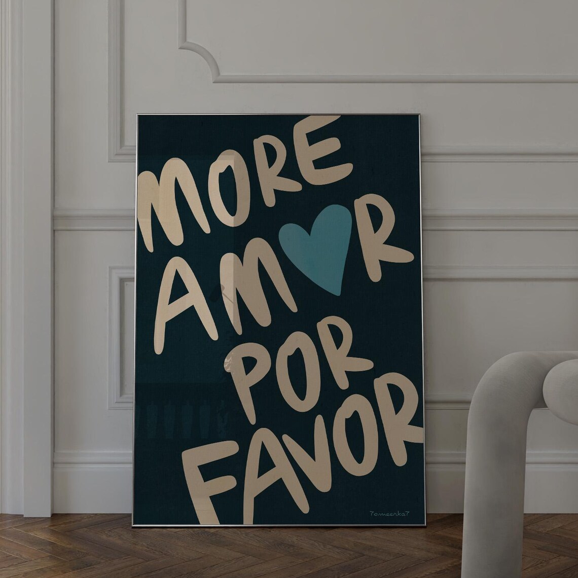 More Amor Por Favor Spanish Love Quote Dark Green Wall Poster - Image 2