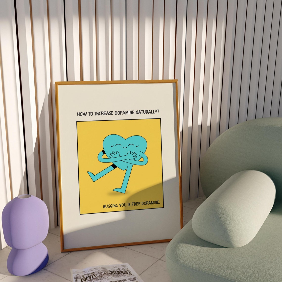 How To Increase Dopamine Naturally Blue Heart Hug Illustration Poster