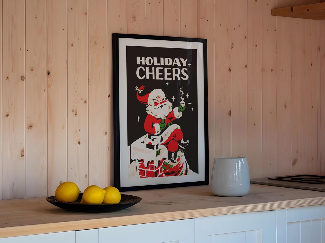 Retro Christmas Art Print, Holiday Kitchen Decor - Image 2