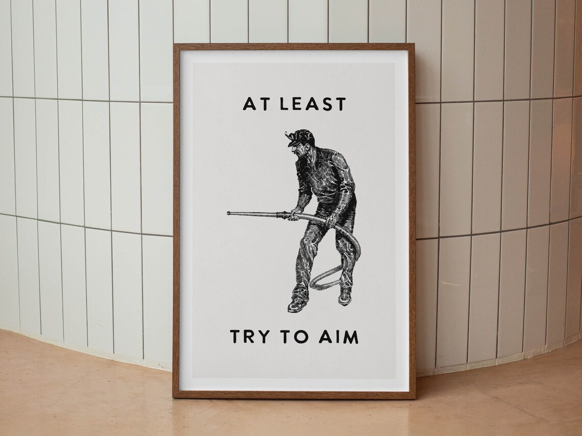 Retro Funny Bathroom Poster, Toilet Humor Wall Art