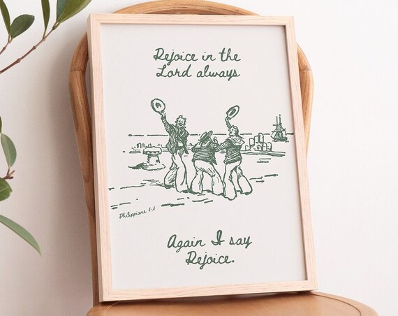 Rejoice in the Lord Always Philippians 4:4 Vintage Sailor Sketch Poster