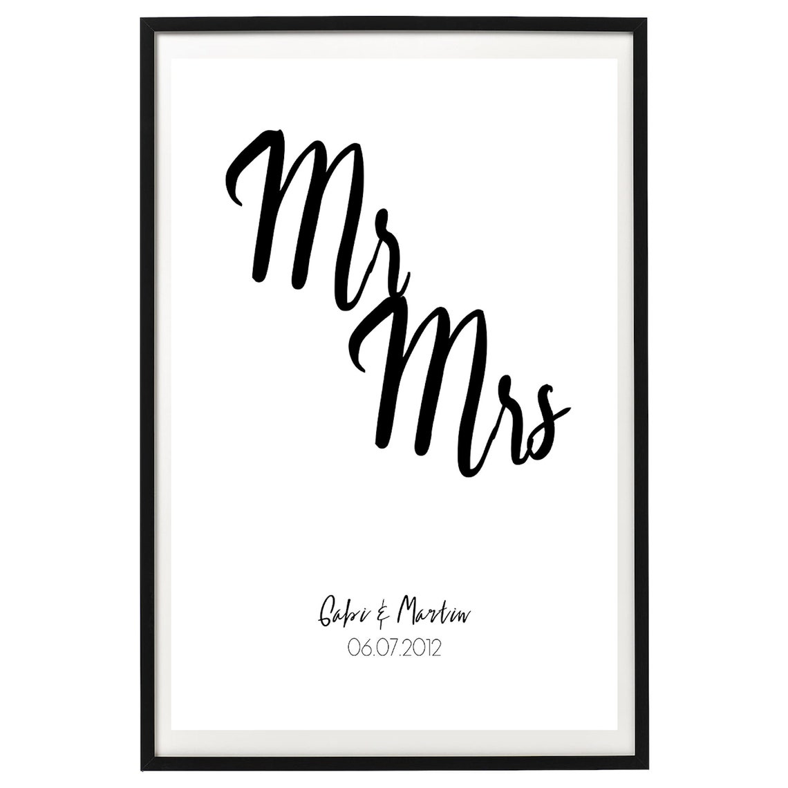 Mr Mrs Personalized Wedding Names Date Script Calligraphy Gift Poster - Image 2