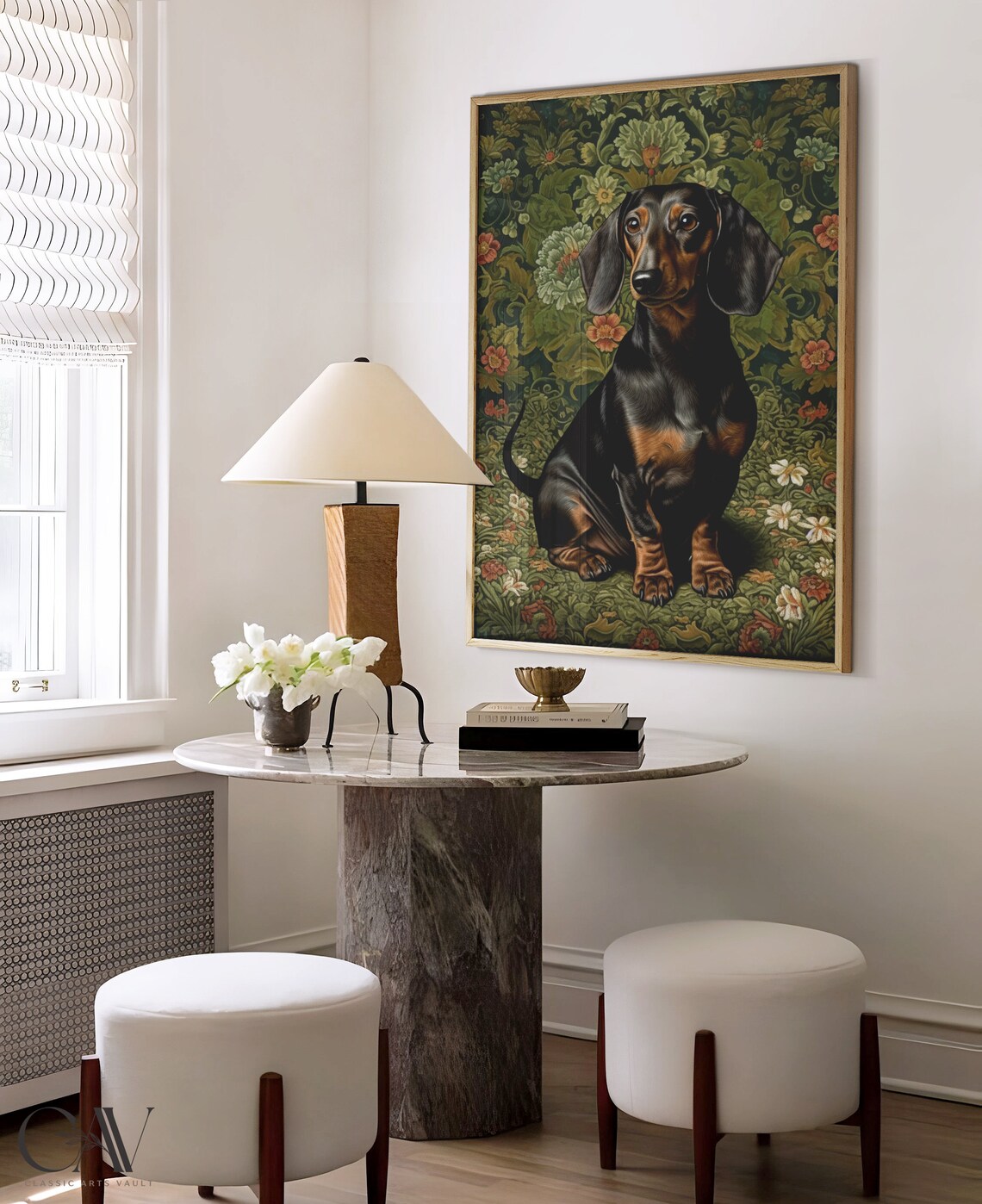 William Morris Inspired Dachshund Dog Art Print - Image 2