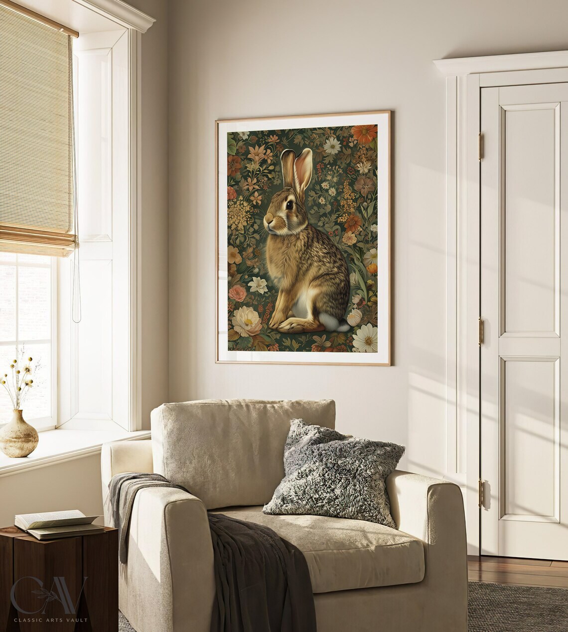 William Morris Inspired Rabbit Art Print - Image 3