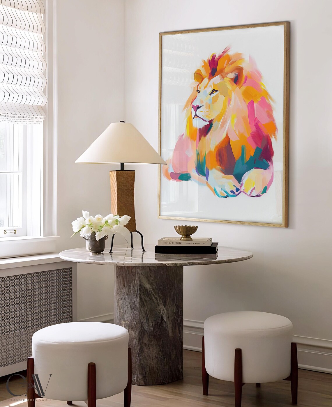 Colorful Abstract Lion Portrait Modern Safari Animal Art Poster - Image 2