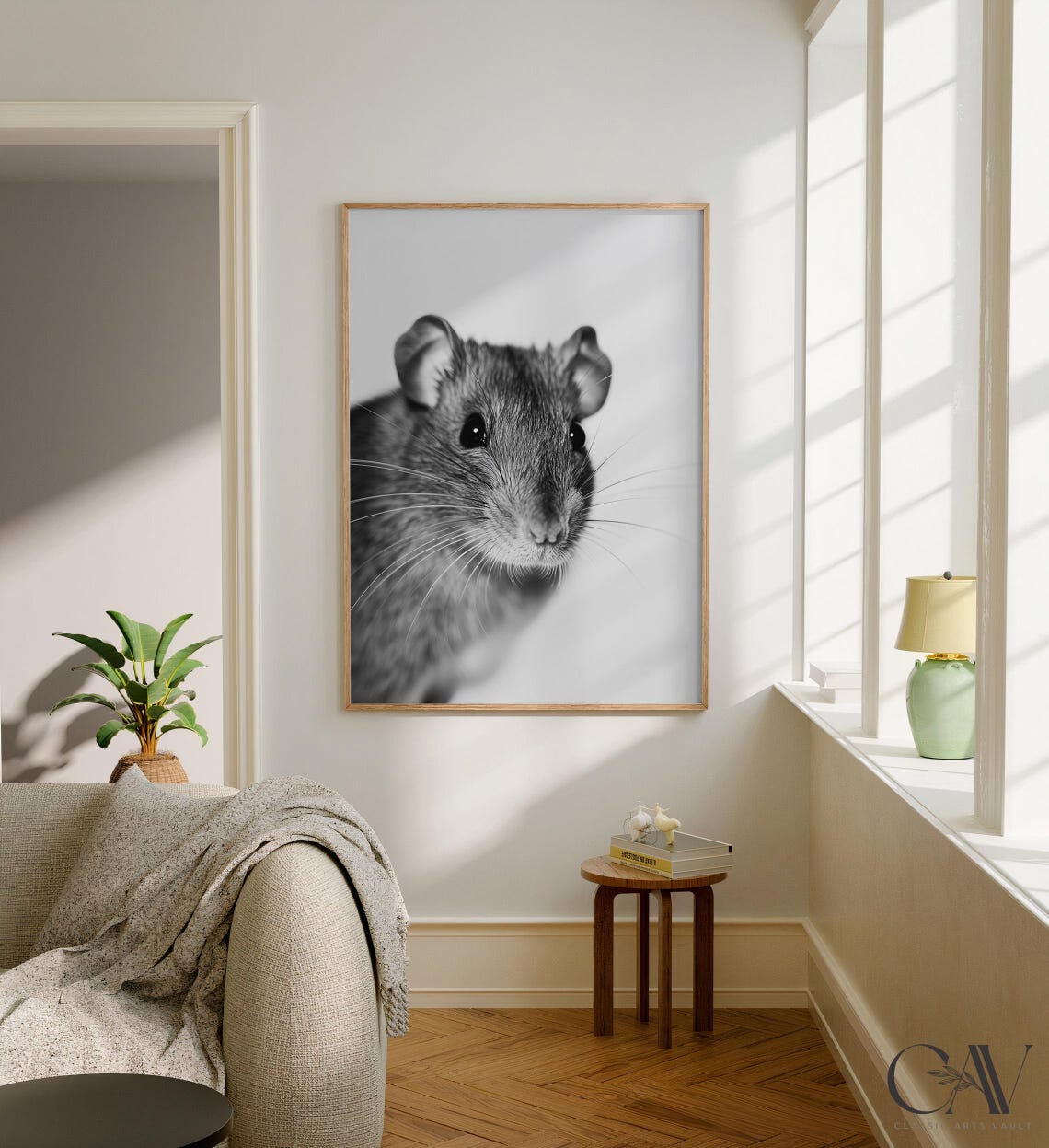 Black and White Rat Close Up Macro Portrait Photography Poster - Image 2