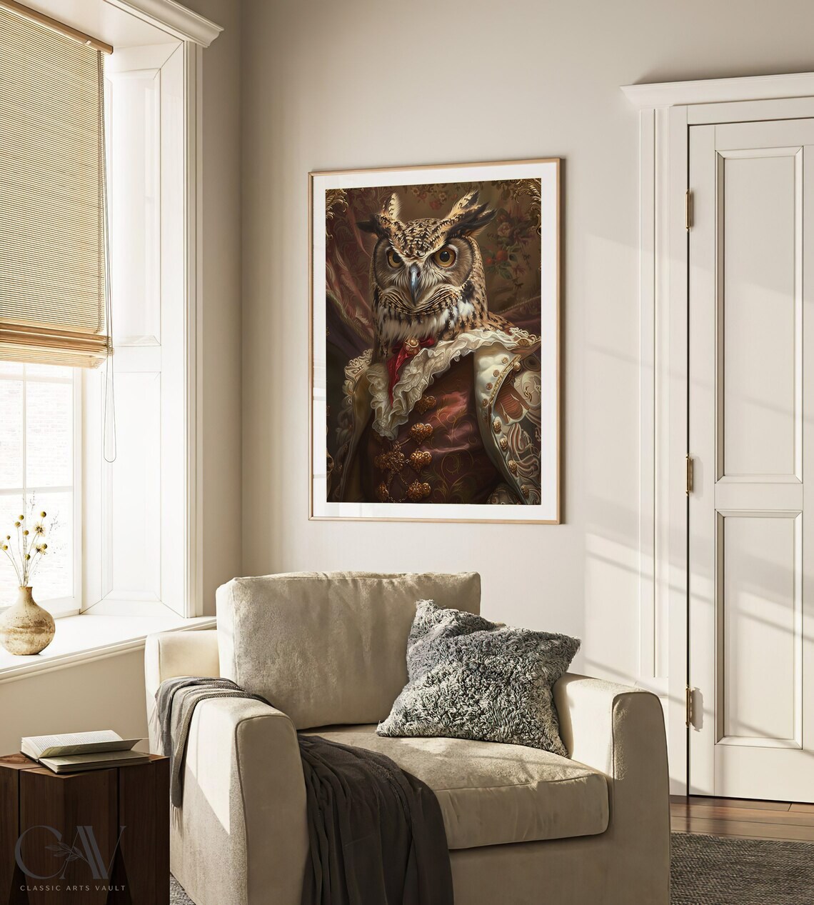 Great Horned Owl Royal Portrait in Victorian Regalia Wall Art - Image 4