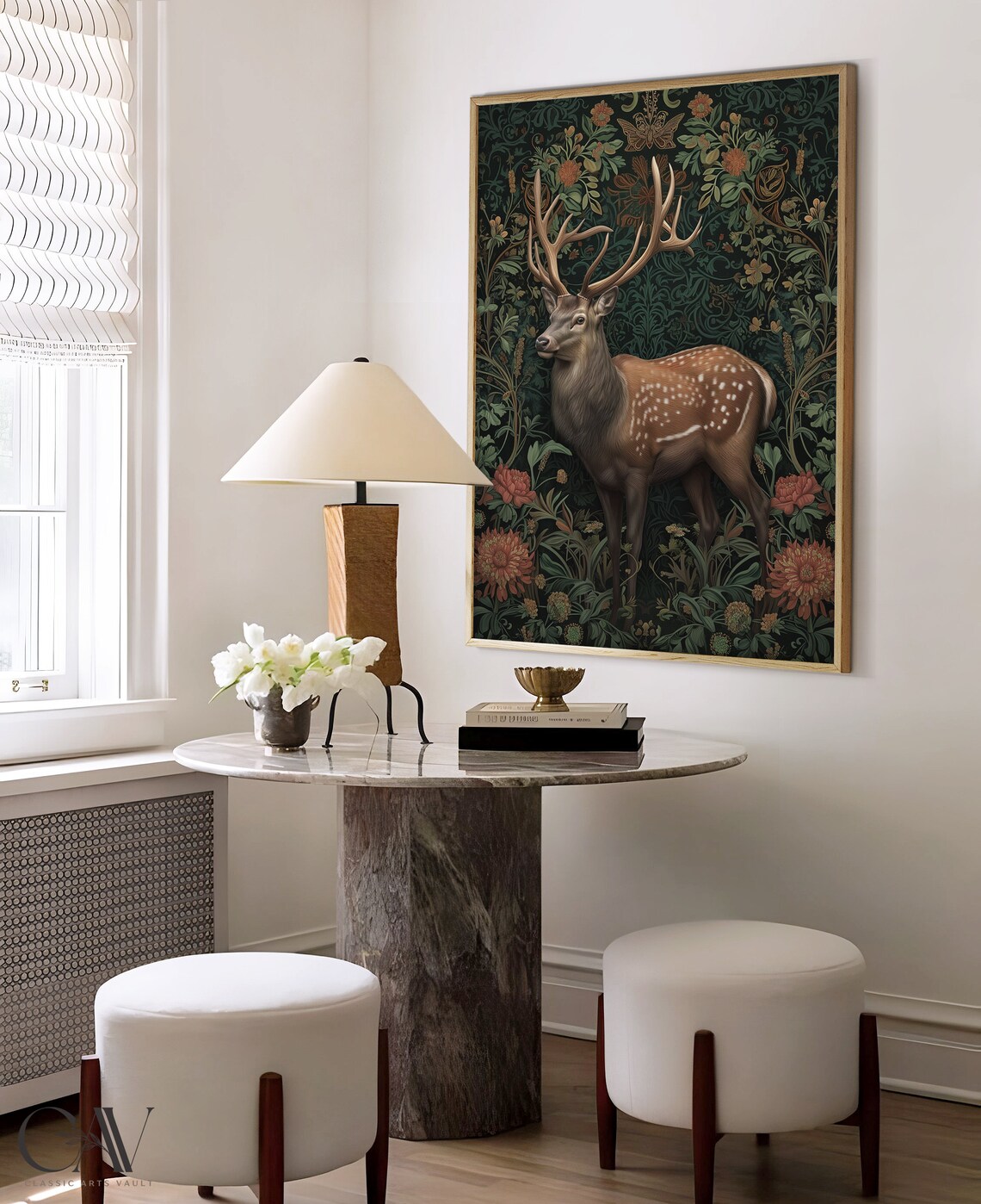 William Morris Inspired Deer Art Print, Nature Wall Art - Image 4