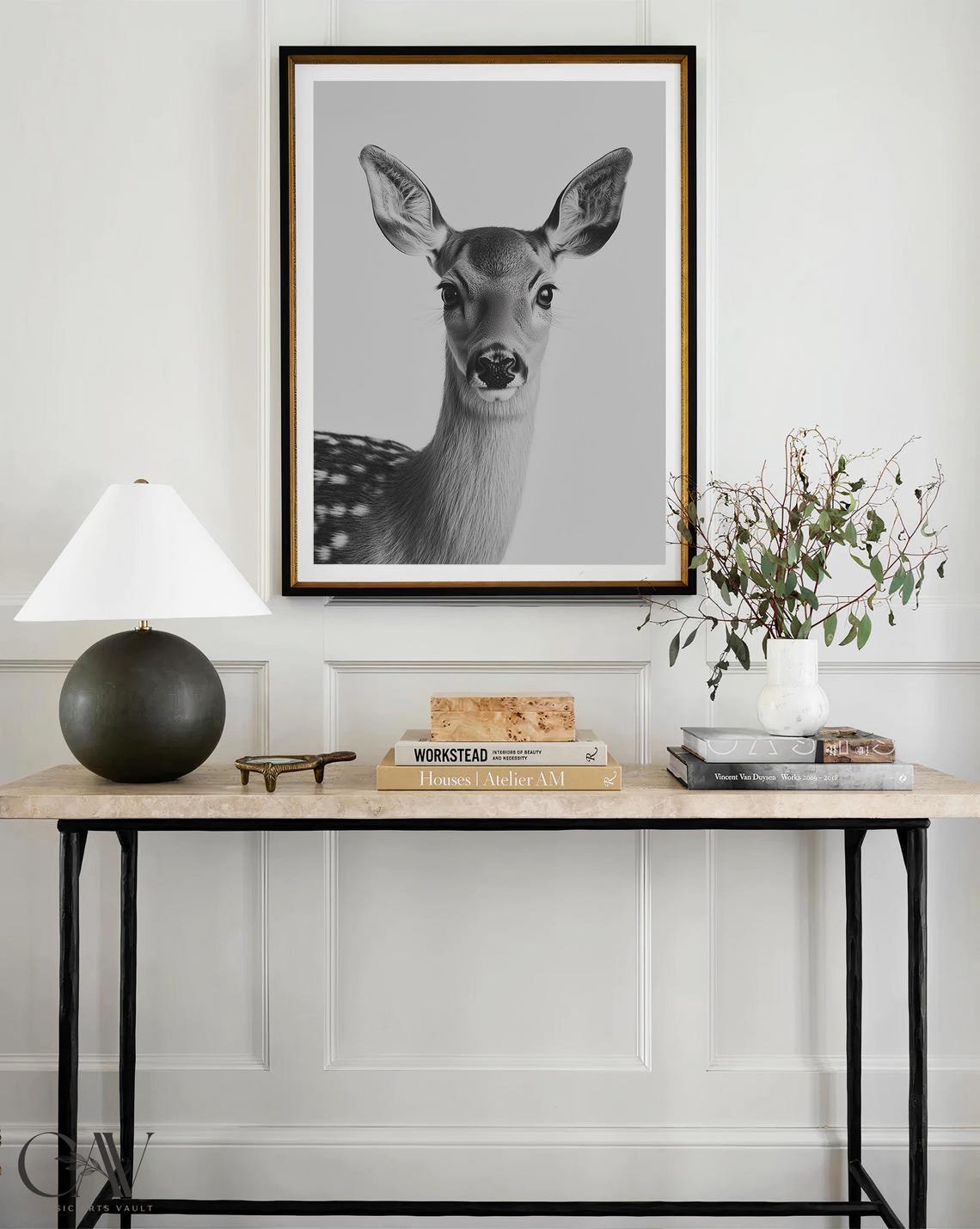 Black and White Spotted Fawn Baby Deer Portrait Photography Poster - Image 4