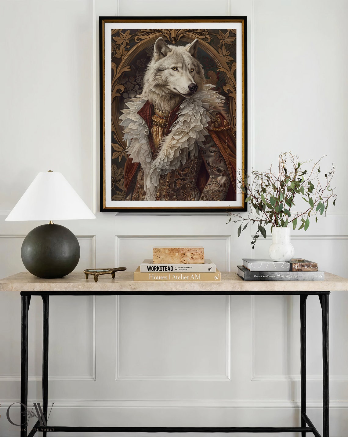 Noble White Wolf Royal Renaissance Aristocrat Portrait Animal Poster - Image 3