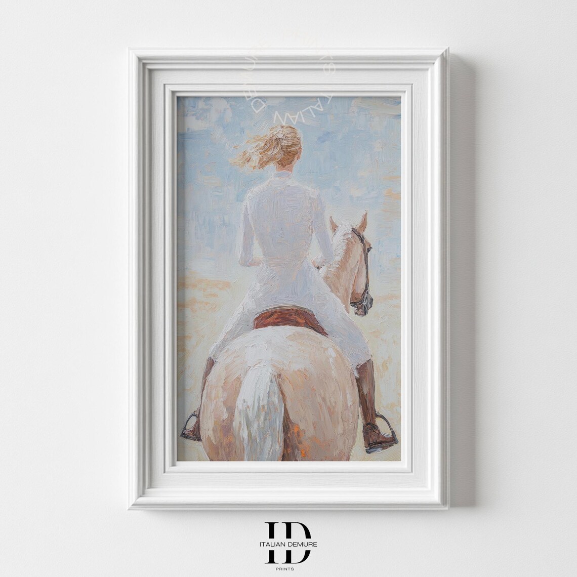 Elegant Woman Riding Horseback Impressionist Sports Piece Poster