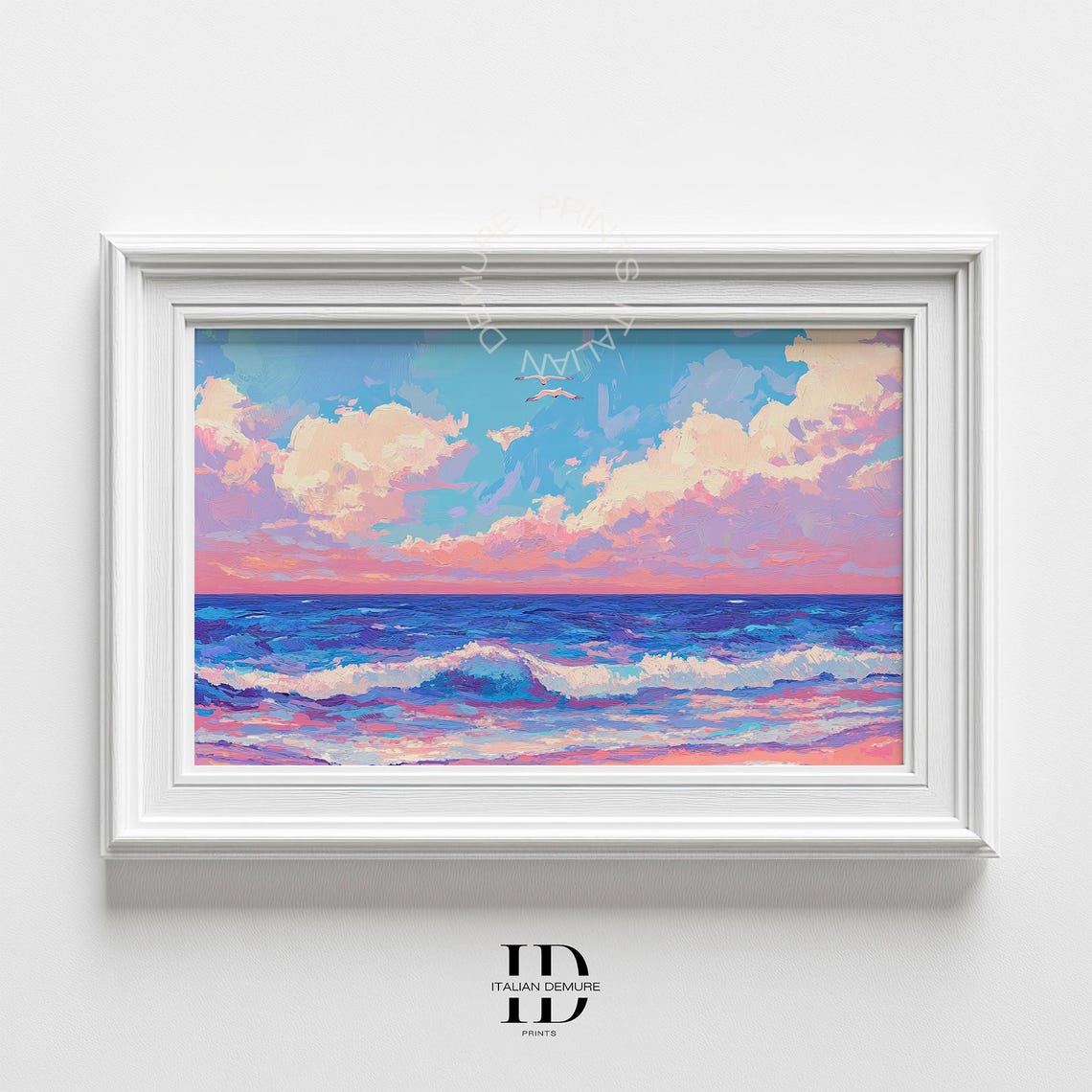 Vibrant Ocean Sunset Waves Impressionist Seascape Piece Poster