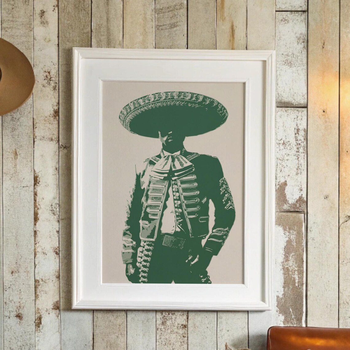 Charro Traditional Mexican Suit Sombrero Green Screen Art Poster