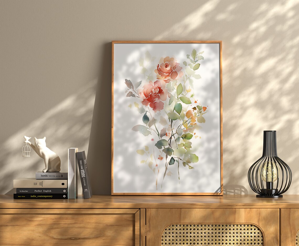 Red Rose Watercolor Art Print, Floral Nursery Decor - Image 3