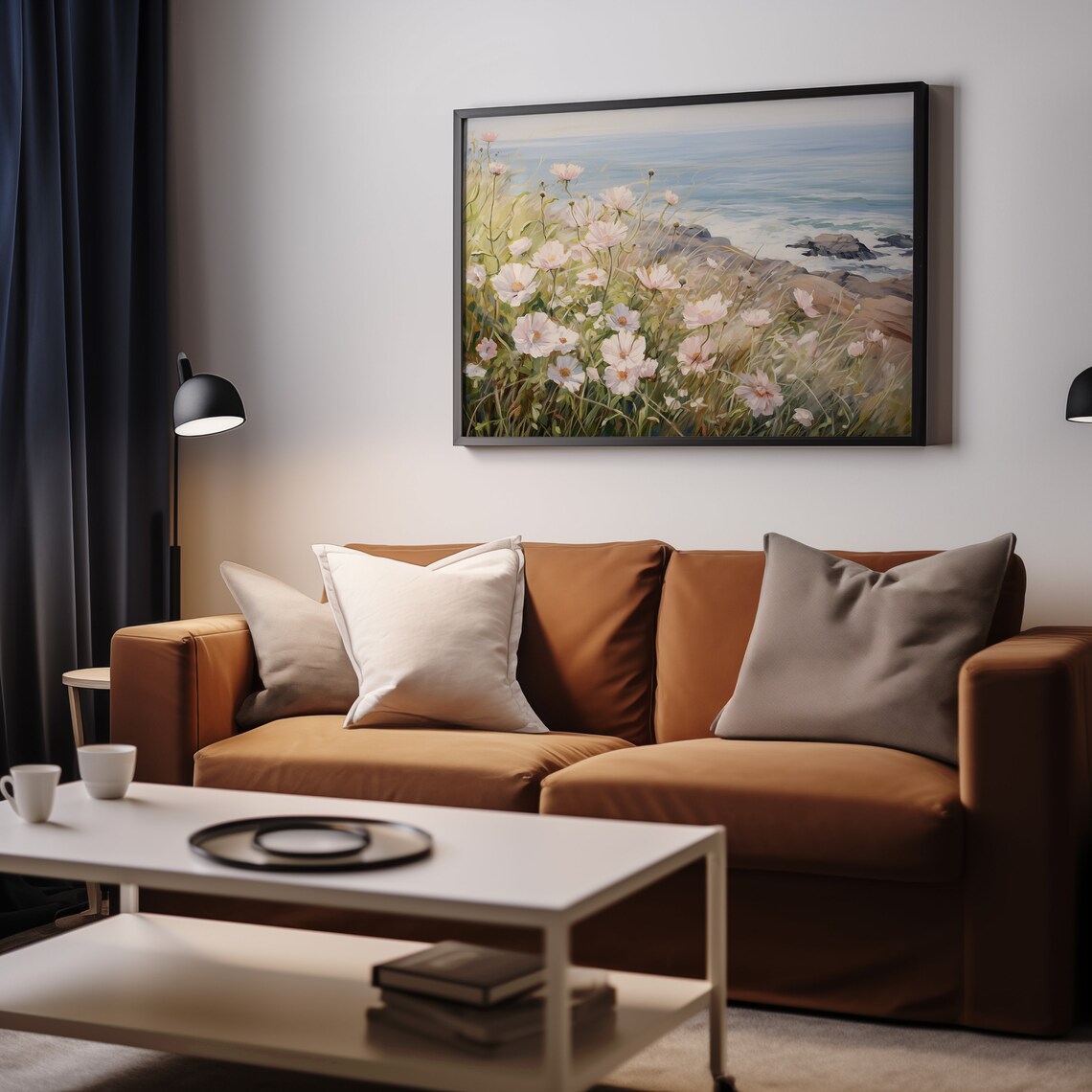 Coastal Wildflowers on Cliff Overlooking the Sea Meadow Poster - Image 2