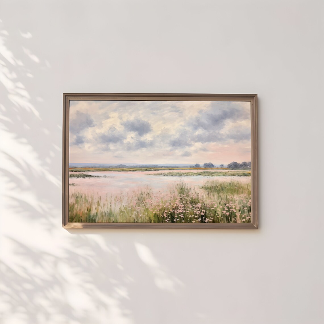 Neutral Countryside Marsh Spring Landscape Art Print - Image 2