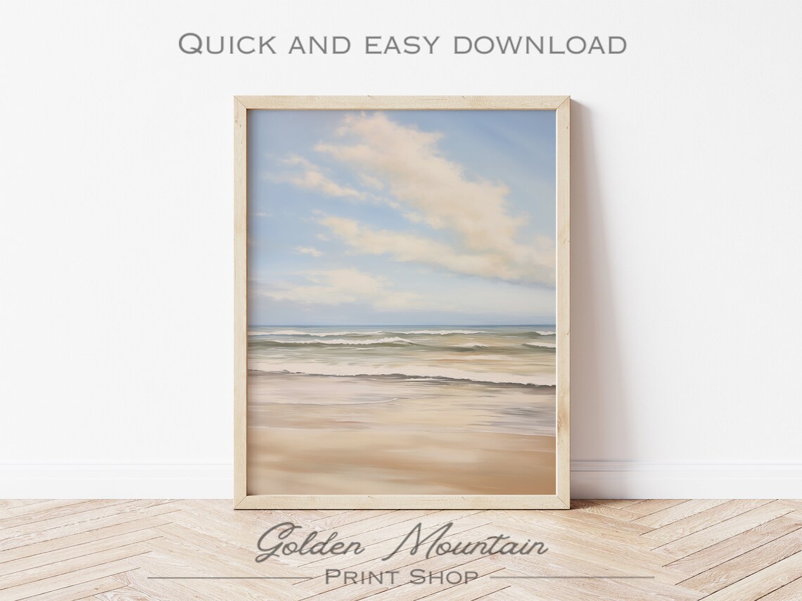 Vintage Summer Coastal Beach Landscape Poster - Image 3