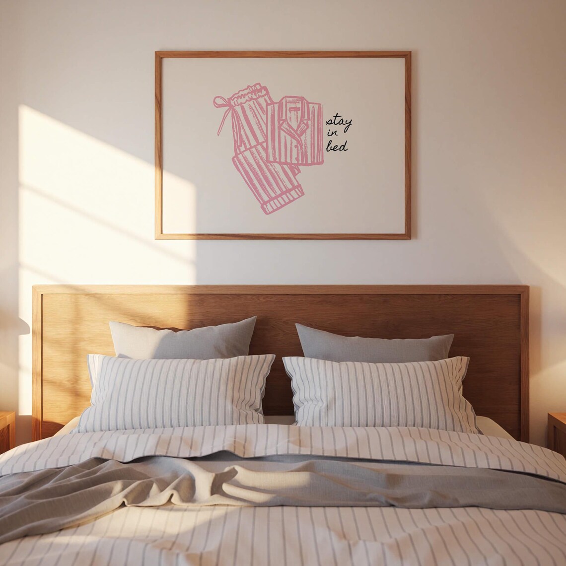 Stay In Bed Pink Bedroom Poster, Girly Dorm Decor - Image 3