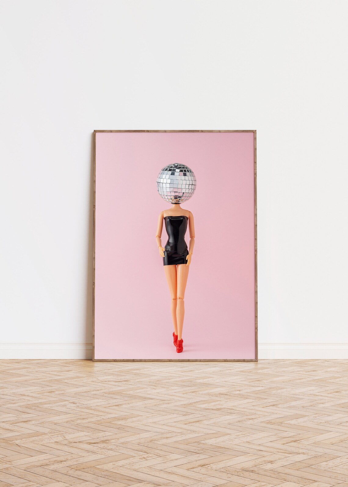 Retro Doll Disco Ball Y2K Art Print, Dorm Decor