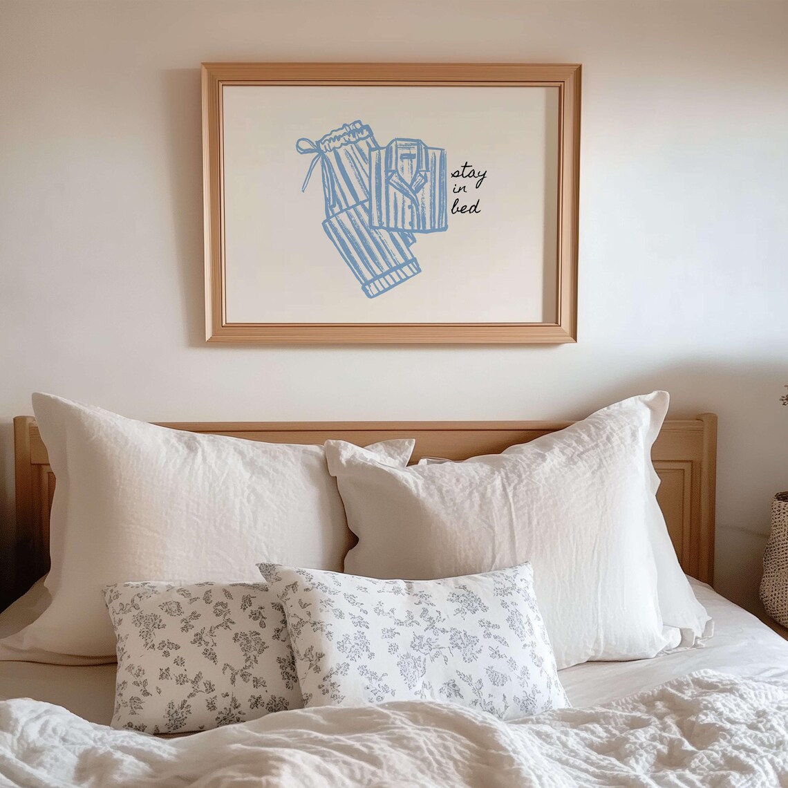 Stay In Bed Blue Aesthetic Bedroom Poster - Image 2