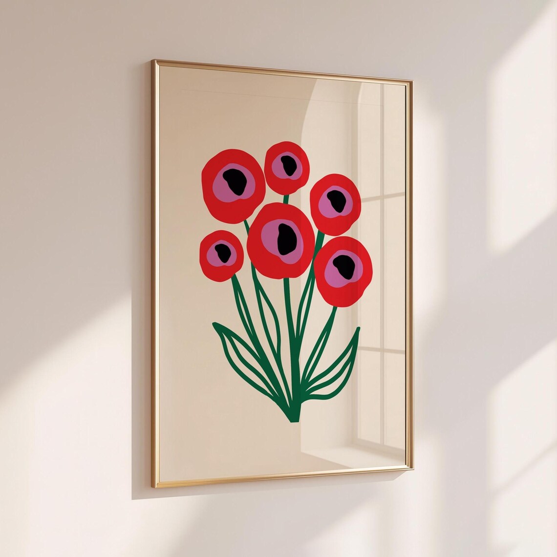 Retro Flower Print, Funky Wavy Botanical Poster