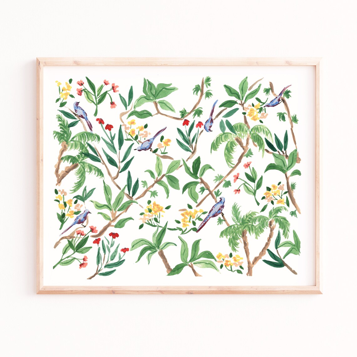 Jungle Birds III Watercolor Gouache Art Print