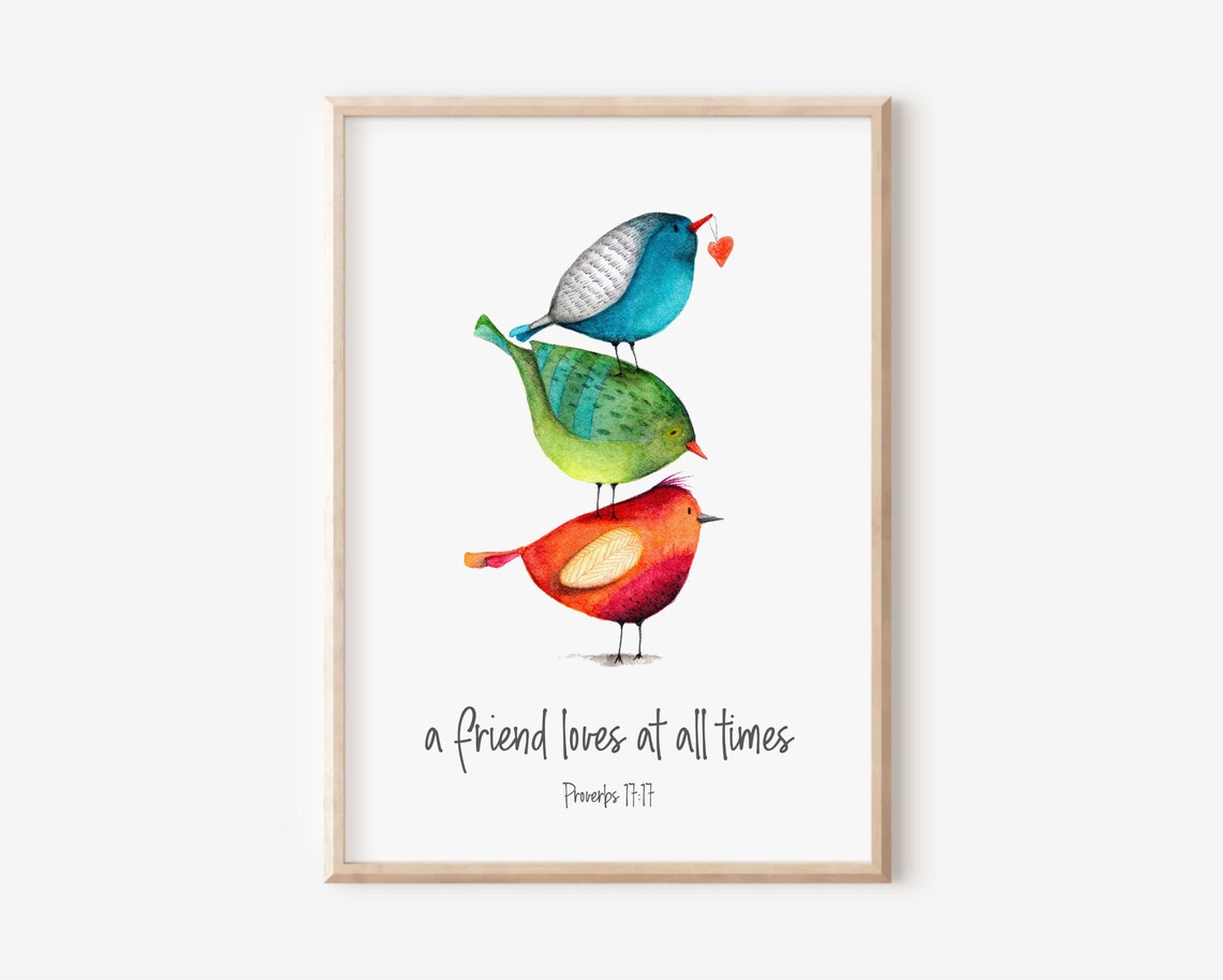 Proverbs 17 17 A Friend Loves at All Times Watercolor Poster