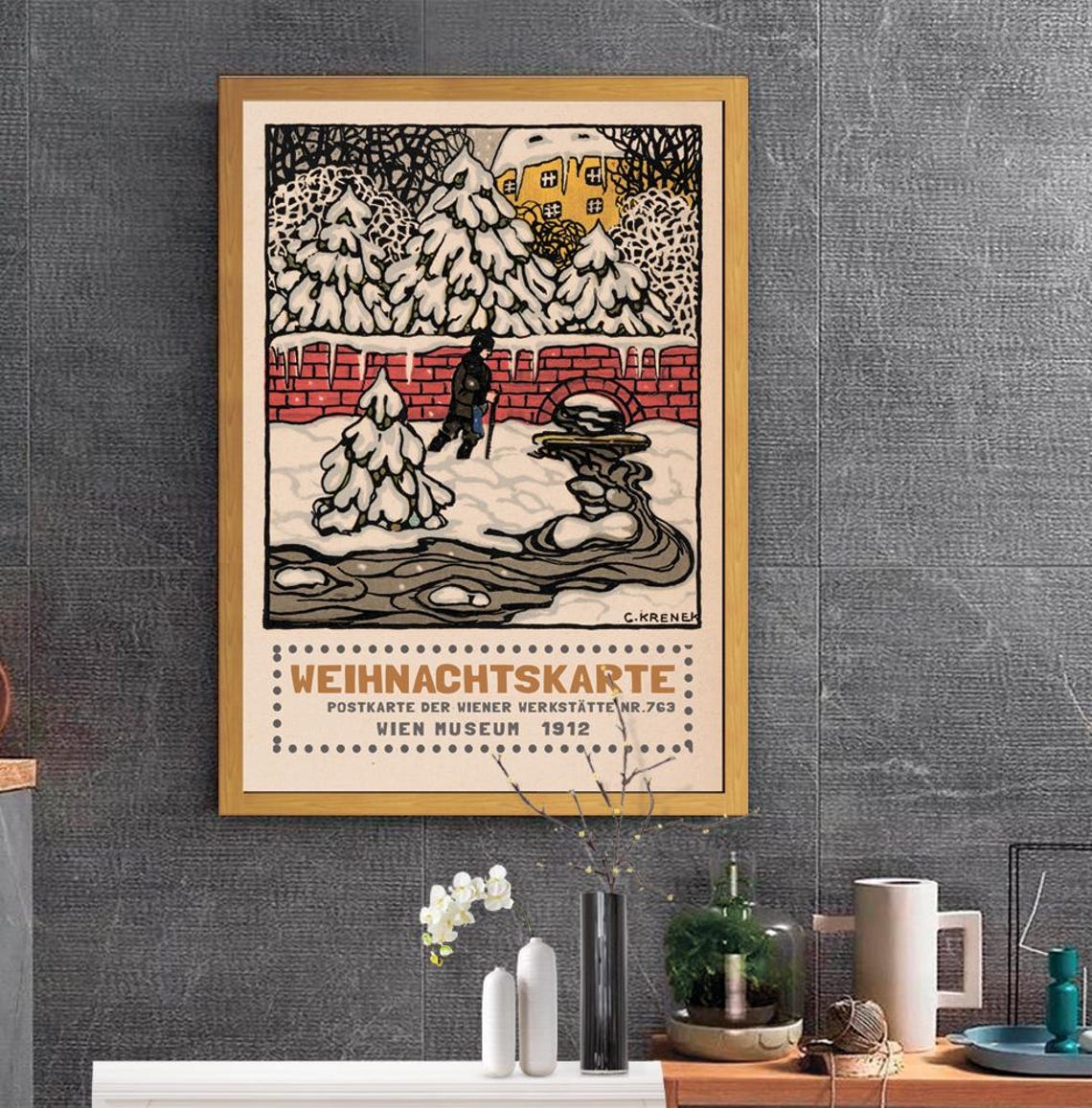 Weihnachtskarte 1912 Wiener Werkstatte Christmas Card Art Poster