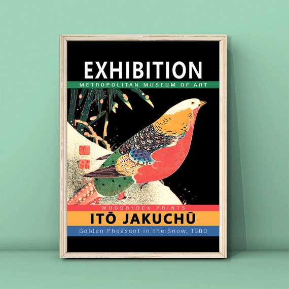 It Jakuch Golden Pheasant In The Snow 1900 Print Japanese Art Week Exhibition Poster Captivating Bird Japanese Art
