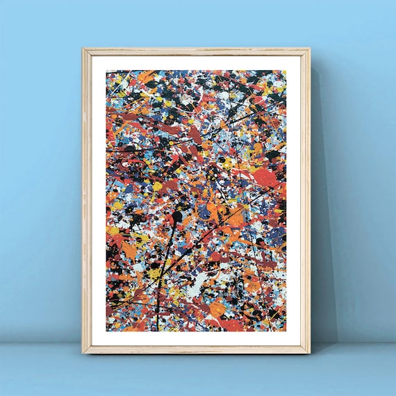 Jackson Pollock Blue Orange Drip Painting Abstract Art Poster
