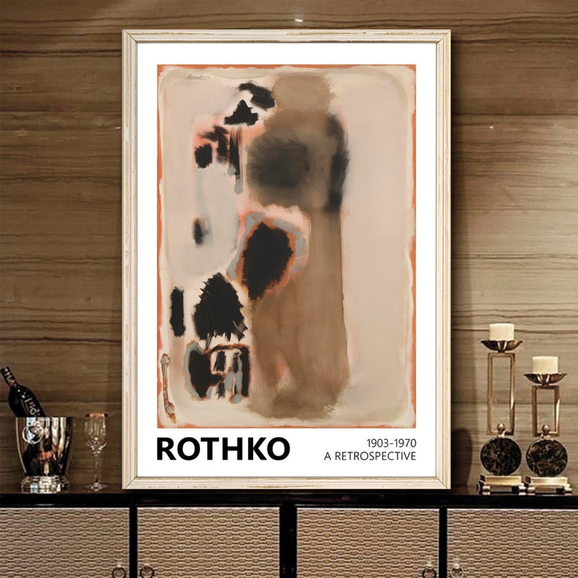 Mark Rothko No 5 No 24 Beige Black Abstract Retrospective Poster - Image 2
