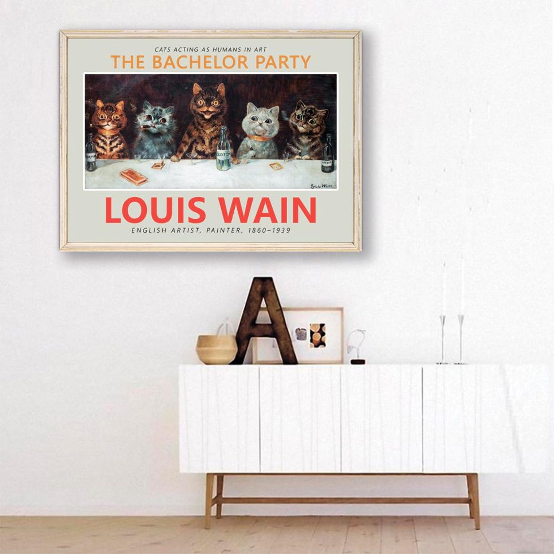 Louis Wain The Bachelor Party Cats Vintage Illustration Poster - Image 3