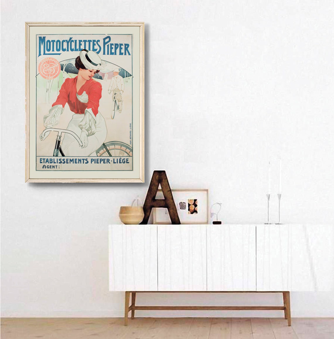 Motocyclettes Pieper Vintage French Bicycle Advertisement Art Poster - Image 3
