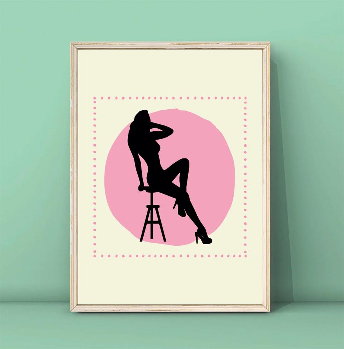 Woman Silhouette Art Print Boho Woman Wall Art Boho Woman Poster Woman Silhouette Poster Pink Woman Print Bedroom Wall Art Download