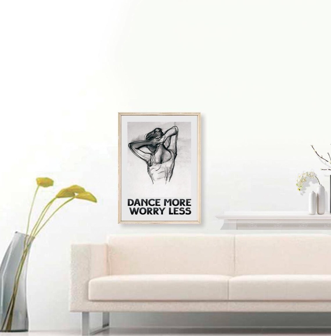 Edgar Degas Dancer Print Dance More Worry Less Poster Dance Wall Art Quote Poster Typography Print Black And White Print - Image 3