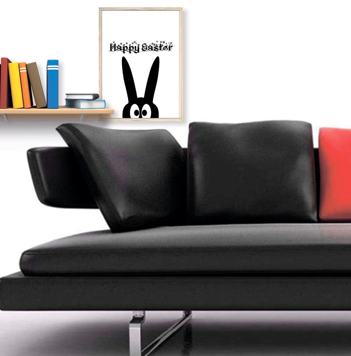 Happy Easter Blackletter Bunny Black White Spring Holiday Poster - Image 2