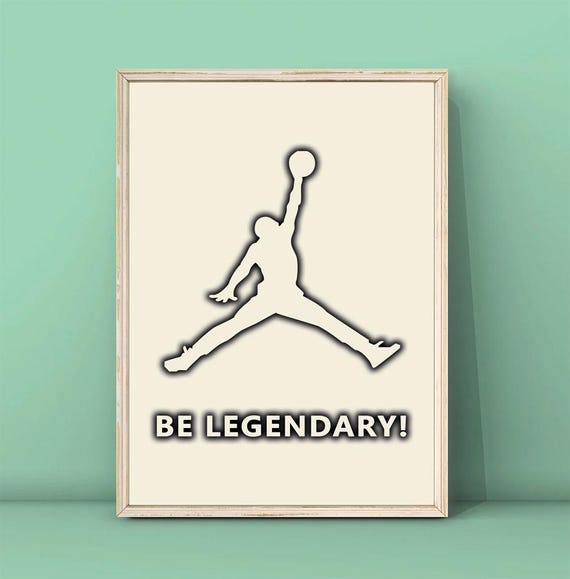 Be Legendary Print Neon Effect Basketball Poster Kidsroom Wall Art Gift For Kids Basketball Print Sport Print Wall Art