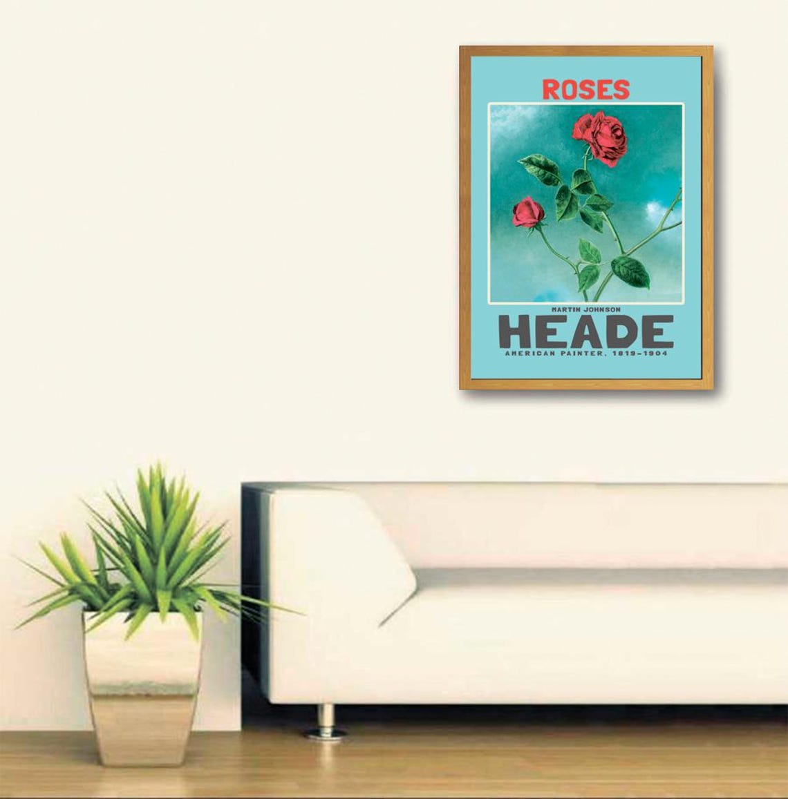 Martin Johnson Heade Red Roses On Teal Vintage Flower Poster - Image 3