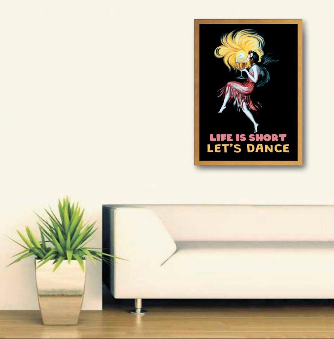 Life Is Short Lets Dance Red Dress Wine Glass Party Quote Poster - Image 2