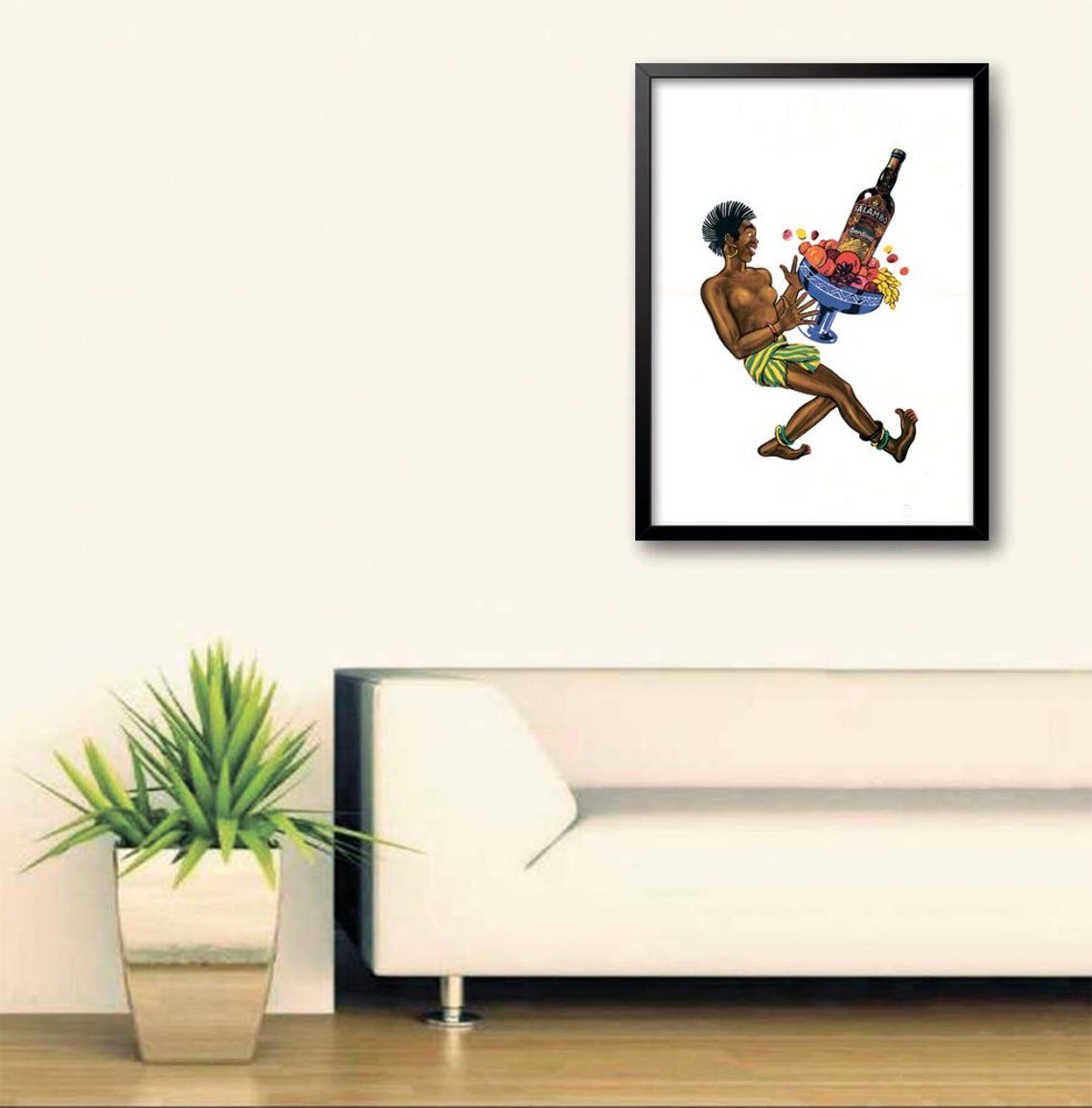 Salambo Bardinet Vintage Liqueur Ad Dancing Woman Fruit Art Poster - Image 3