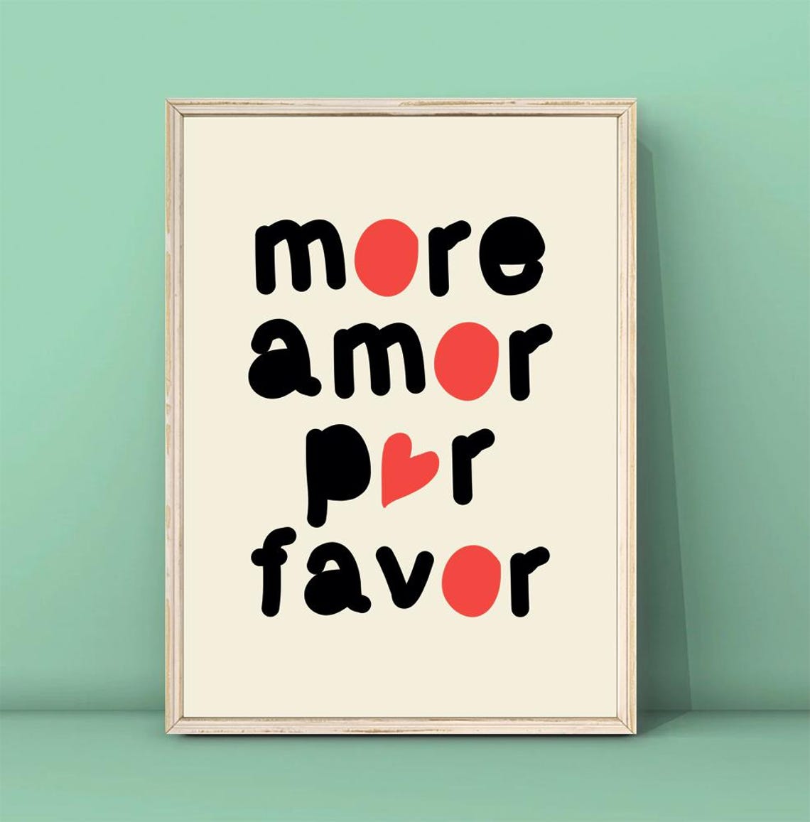 More Amor Por Favor Print Maximalist Poster More Amor Por Favor Wall Art Eclectic Wall Art Love Quote Black And Red Print Download