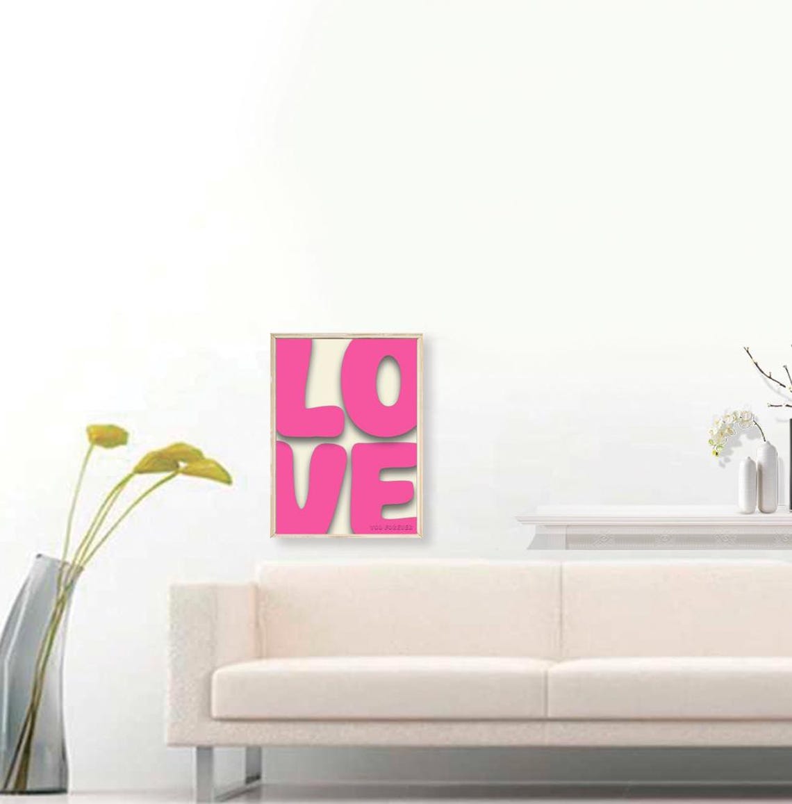 Hot Pink Love You Forever Maximalist Typography Heart Art Poster - Image 3