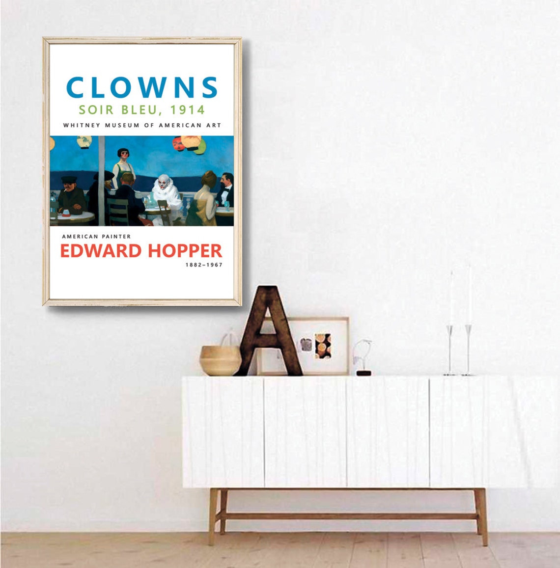 Edward Hopper Soir Bleu 1914 Clowns Cafe Evening Scene Poster - Image 3