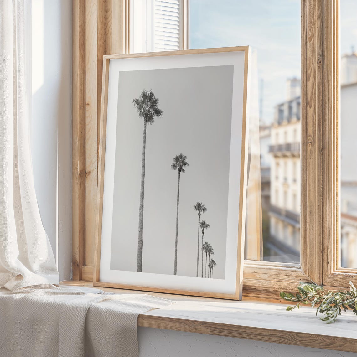 Palm Trees Black and White Minimalist Photography Print California