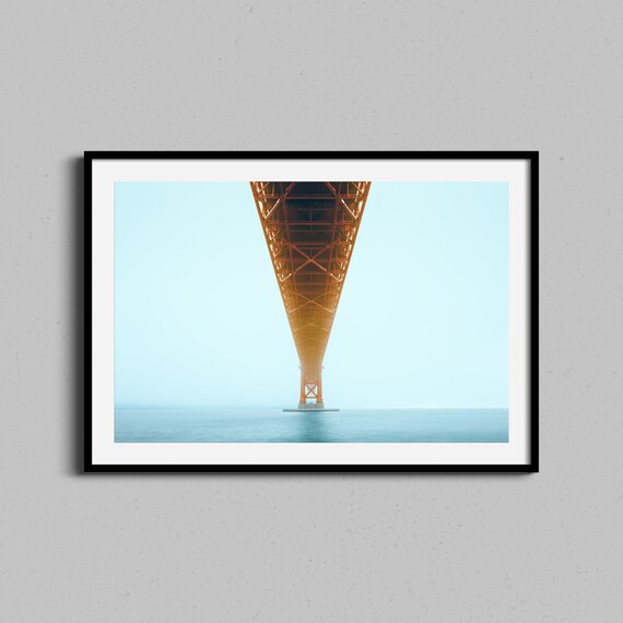 Underneath Golden Gate Bridge Bay Area Minimal Fog Photography Poster