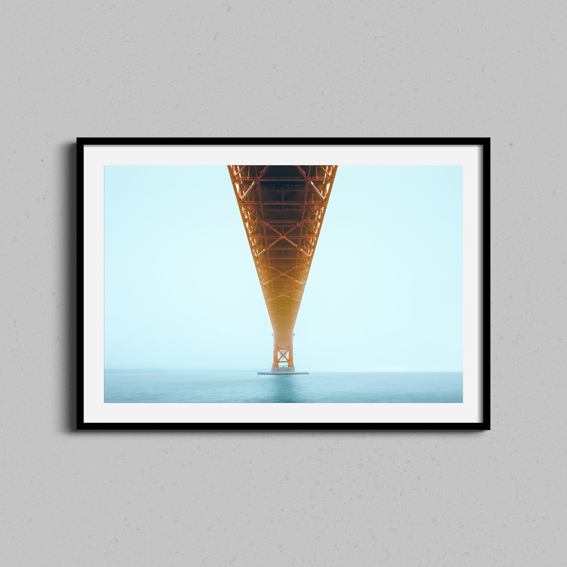 Underneath Golden Gate Bridge Bay Area Minimal Fog Photography Poster