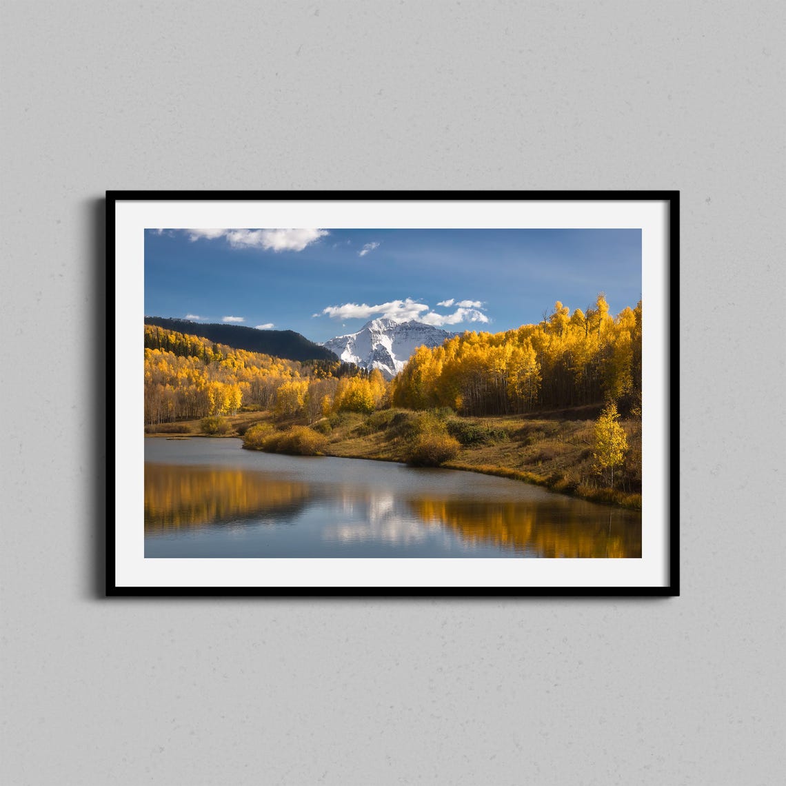 Rocky Mountains Autumn Aspen Forest Beside Alpine Lake Poster